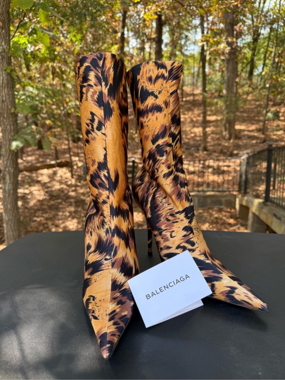 Balenciaga Knife boots New Animal Print Heeled Boots UK41.5 US 11.5